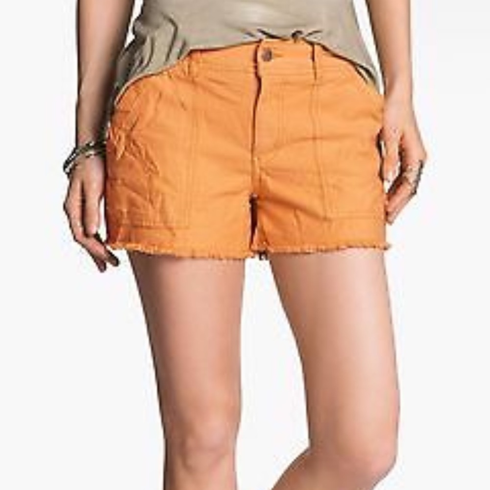 Free People Orange Denim Shorts